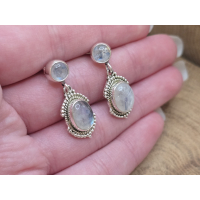 Echt Zilveren Maansteen oorbel stekers hangend 